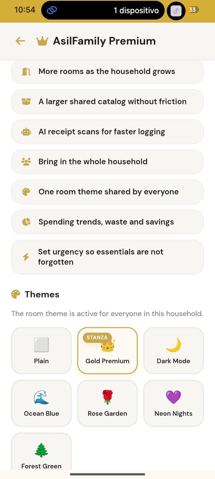 Pagina premium di AsilFamily con temi e vantaggi dell'abbonamento